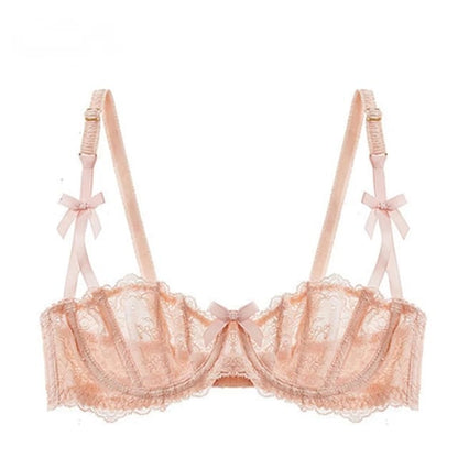 Super Cute Bow Embroidered Half Cup Bra – Sexy and Feminine Lingerie