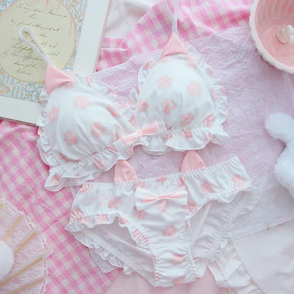 Kawaii Heart Cat Ears Bra Set – Sweet Japanese Lolita Style | Ulady