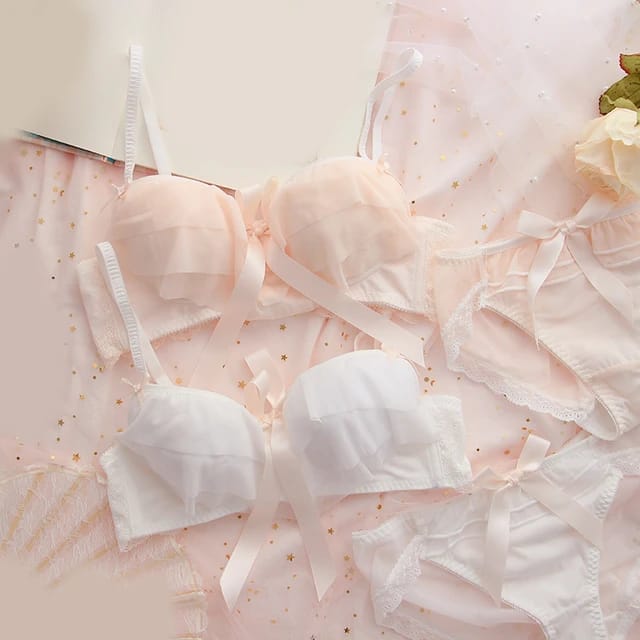 Fairy Pink Ruffled Bra & Panties Set – Kawaii Lolita Lingerie by Ulady