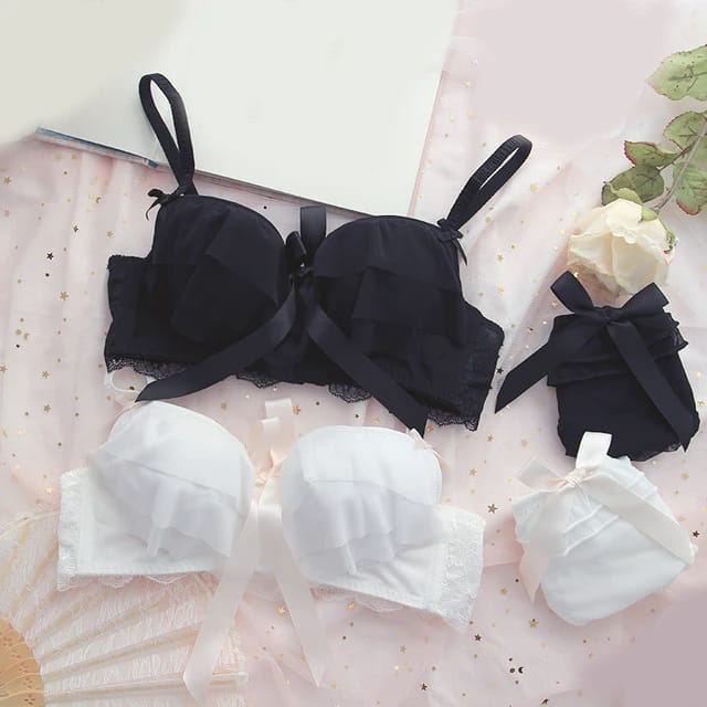 Fairy Pink Ruffled Bra & Panties Set – Kawaii Lolita Lingerie by Ulady