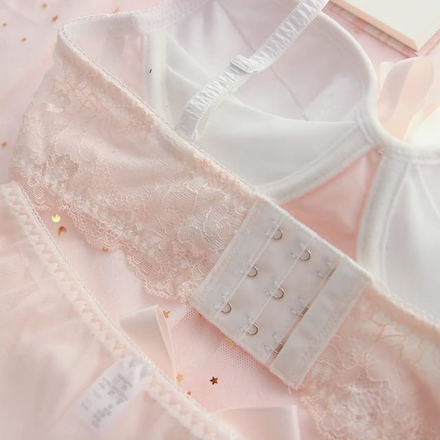 Fairy Pink Ruffled Bra & Panties Set – Kawaii Lolita Lingerie by Ulady