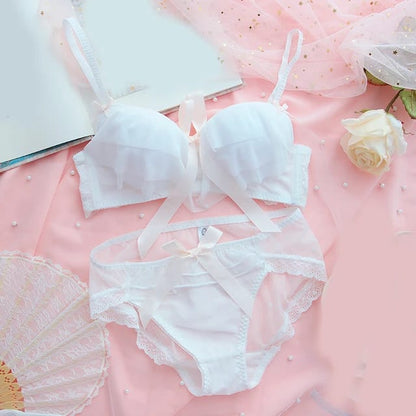 Fairy Pink Ruffled Bra & Panties Set – Kawaii Lolita Lingerie by Ulady