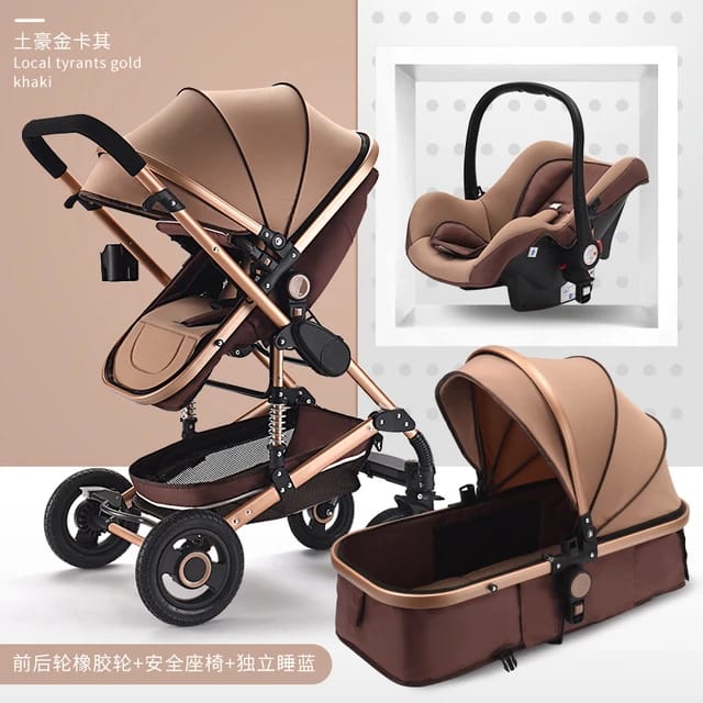 Luxury 3-in-1 Baby Travel System with Car Seat – Pink Stroller for Stylish Moms